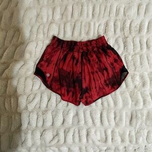 lululemon athletica Red and Black Tie-Dye Athletic Shorts
